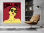 Картина Поп Арт CHILL OUT девушка с сигаретой в стиле поп арт - печать на холсте
