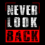 Картина NEVER LOOK BACK мотивационная надпись на черном фоне на холсте