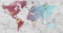 Картина карта мира зеленый черный коричневый интерьерный принт - печать на холсте