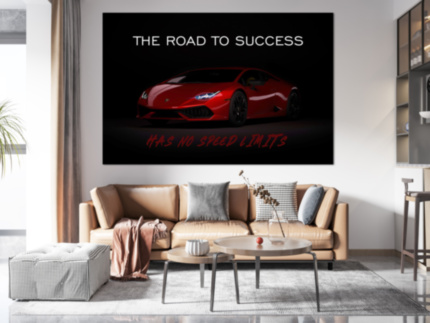 Картина THE ROAD TO SUCCESS принт с мотивационной надписью  на холсте