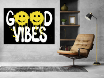 Картина GOOD VIBES надпись на холсте интерьерный принт на холсте