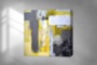 Картина Картина абстракция желтый серый черный белый - печать на холсте