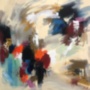 Картина маслом Абстракция бежевый красный черный желтый белый
